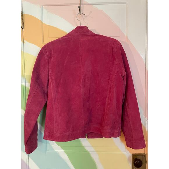 Reed Leather Co. Pink Suede Jacket Women’s Large Vintage Style Zip Up Moto Coat - Picture 7 of 9